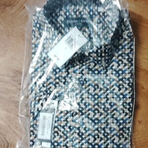 Paisley & Gray Men's Geometric Print Button-Down Shirt - Blue/Tan/White